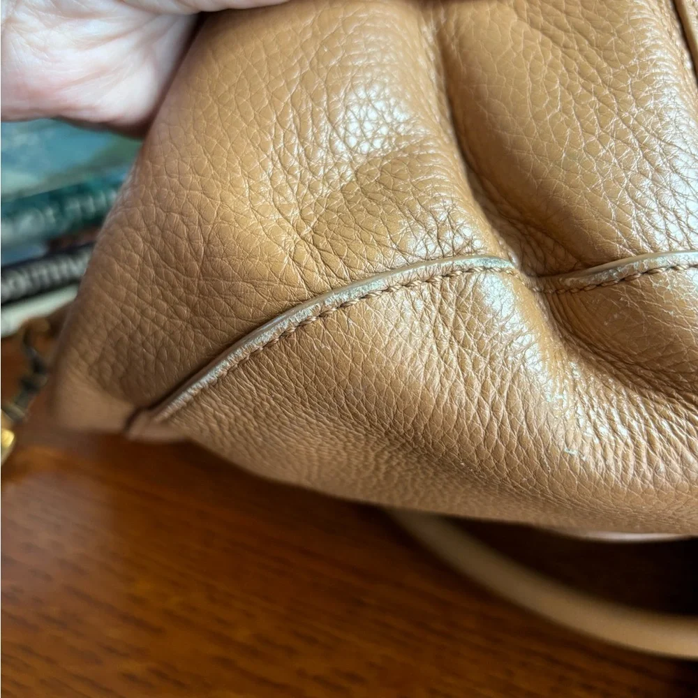 Tory Burch Tan Leather Hobo with Logo Medallion